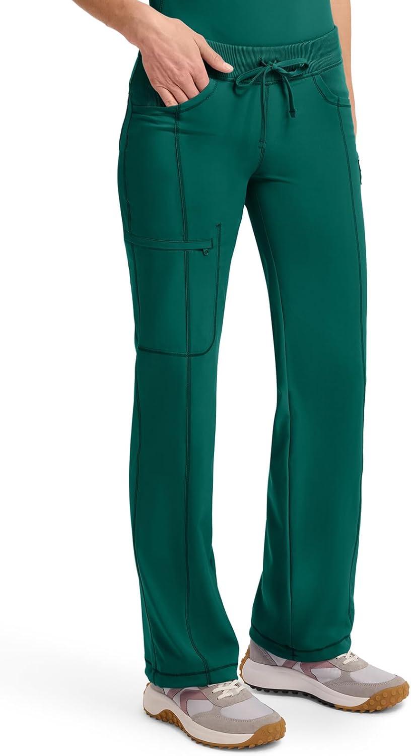 imageCherokee Infinity Women Scrubs Pant Low Rise Straight Leg Drawstring 1123AHunter Green