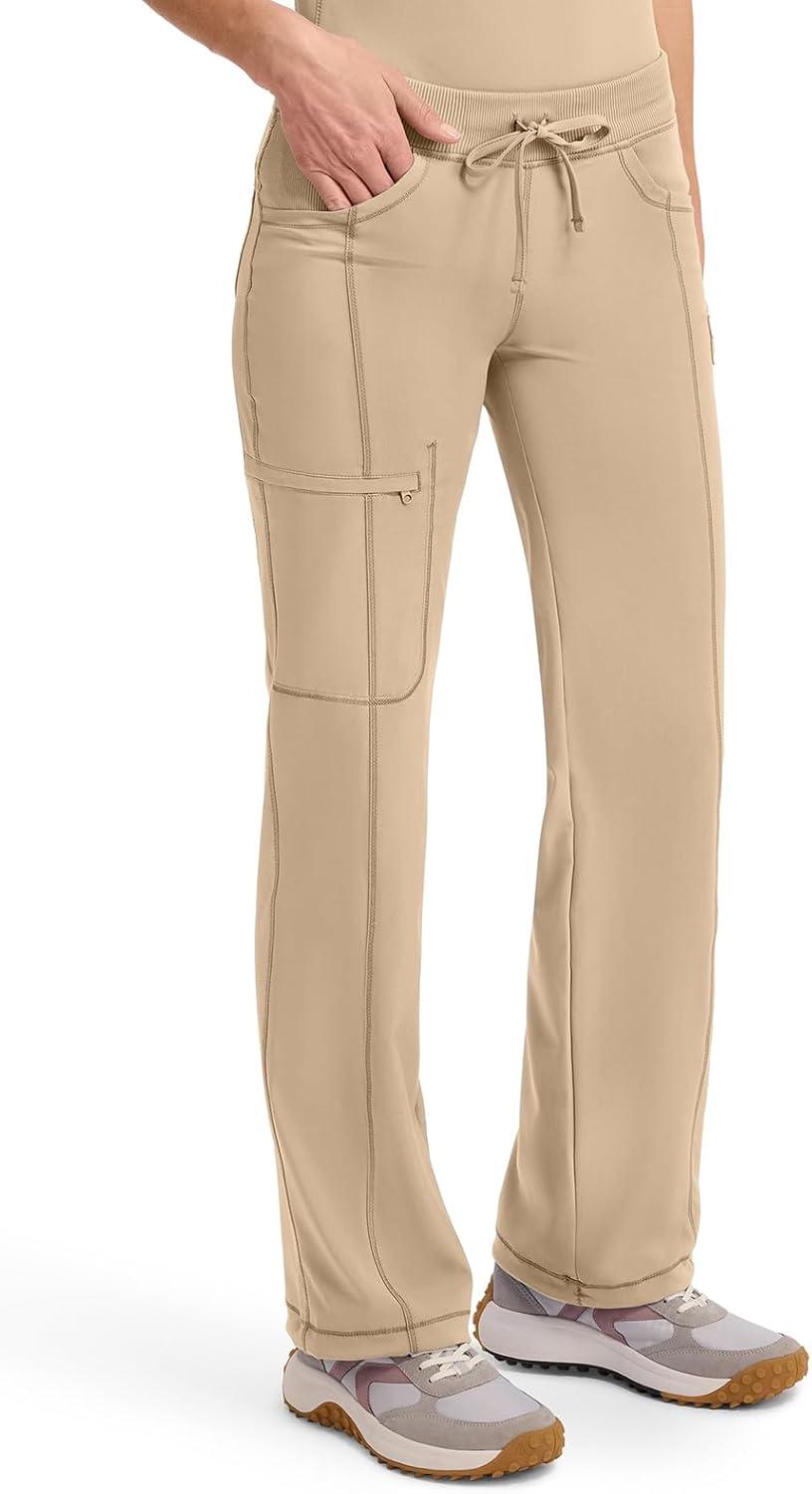 imageCherokee Infinity Women Scrubs Pant Low Rise Straight Leg Drawstring 1123AKhaki