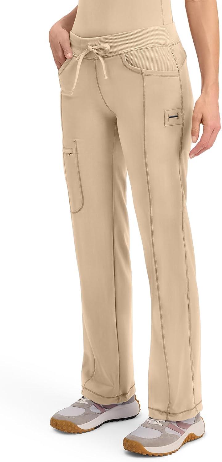imageCherokee Infinity Women Scrubs Pant Low Rise Straight Leg Drawstring 1123AKhaki