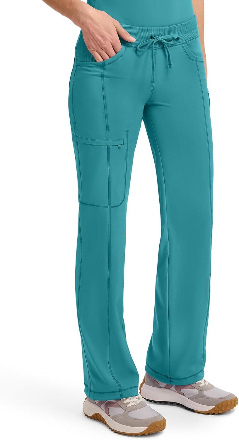 imageCherokee Infinity Women Scrubs Pant Low Rise Straight Leg Drawstring 1123ATeal Blue