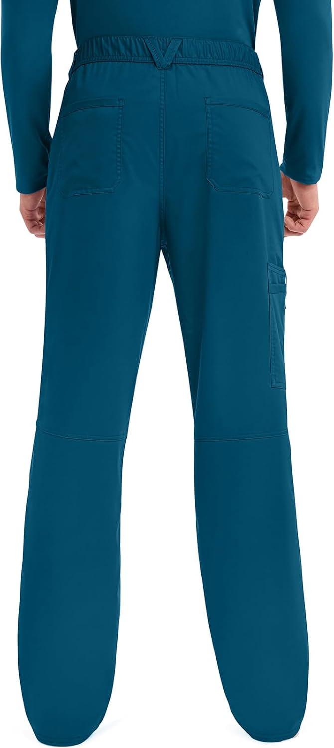 imageCherokee Mens Scrub Pants with Cargo Pockets TwoWay Stretch Modern fit Button Closure with Inside Drawstring Pants WW140Caribbean Blue