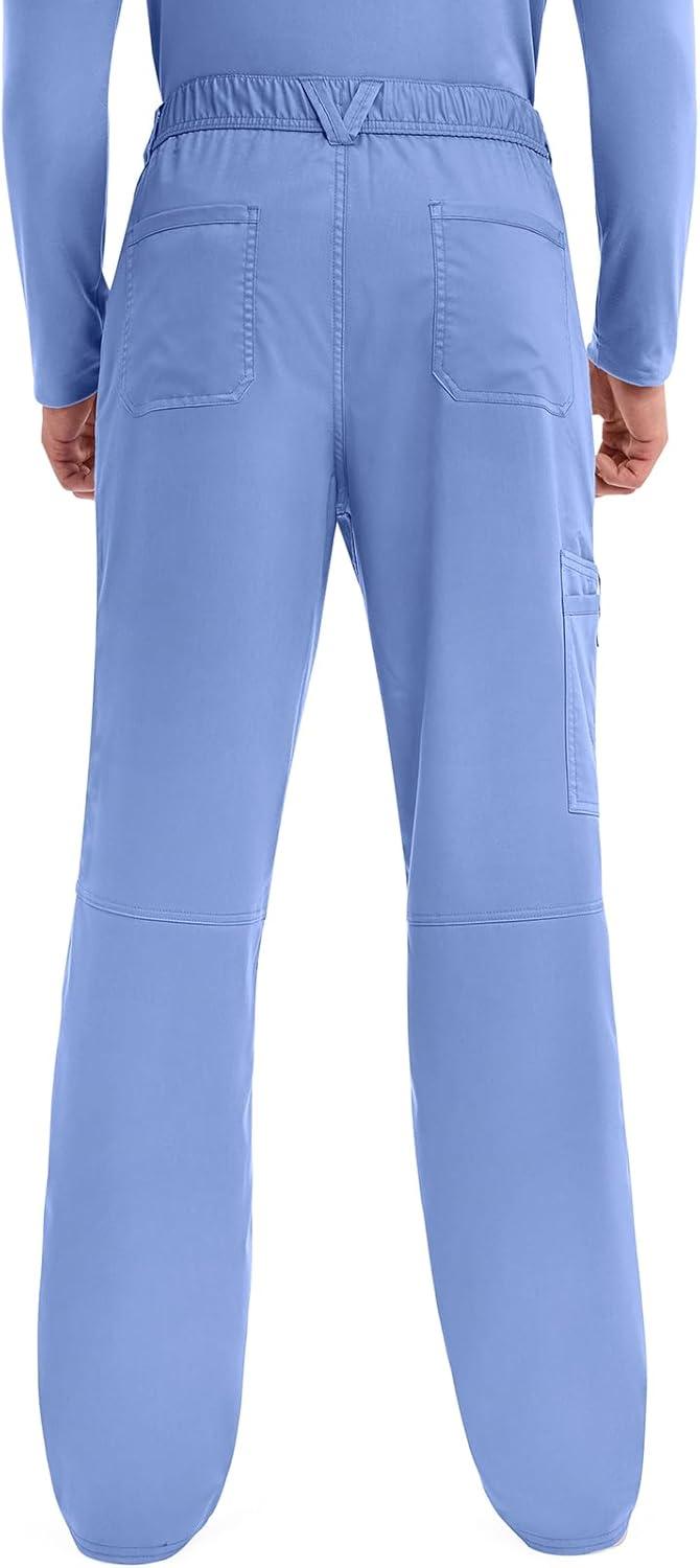 imageCherokee Mens Scrub Pants with Cargo Pockets TwoWay Stretch Modern fit Button Closure with Inside Drawstring Pants WW140Ciel