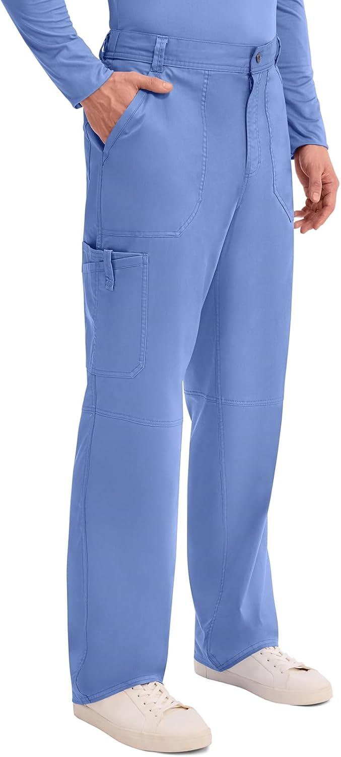 imageCherokee Mens Scrub Pants with Cargo Pockets TwoWay Stretch Modern fit Button Closure with Inside Drawstring Pants WW140Ciel