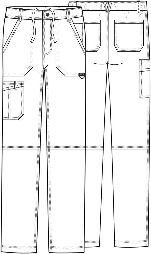 imageCherokee Mens Scrub Pants with Cargo Pockets TwoWay Stretch Modern fit Button Closure with Inside Drawstring Pants WW140Ciel