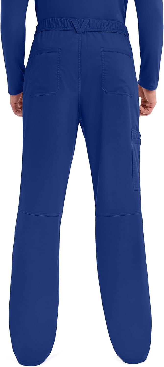 imageCherokee Mens Scrub Pants with Cargo Pockets TwoWay Stretch Modern fit Button Closure with Inside Drawstring Pants WW140Galaxy Blue