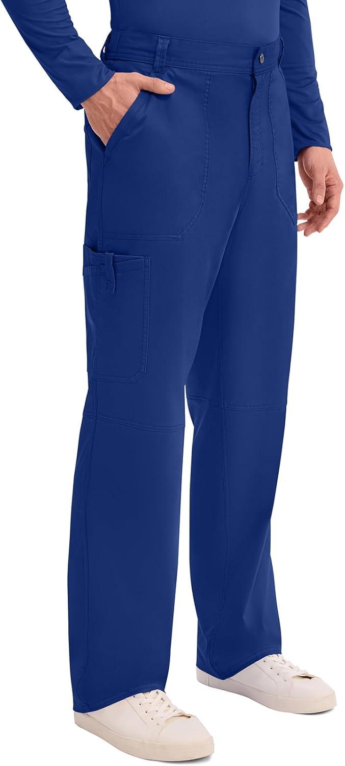 imageCherokee Mens Scrub Pants with Cargo Pockets TwoWay Stretch Modern fit Button Closure with Inside Drawstring Pants WW140Galaxy Blue