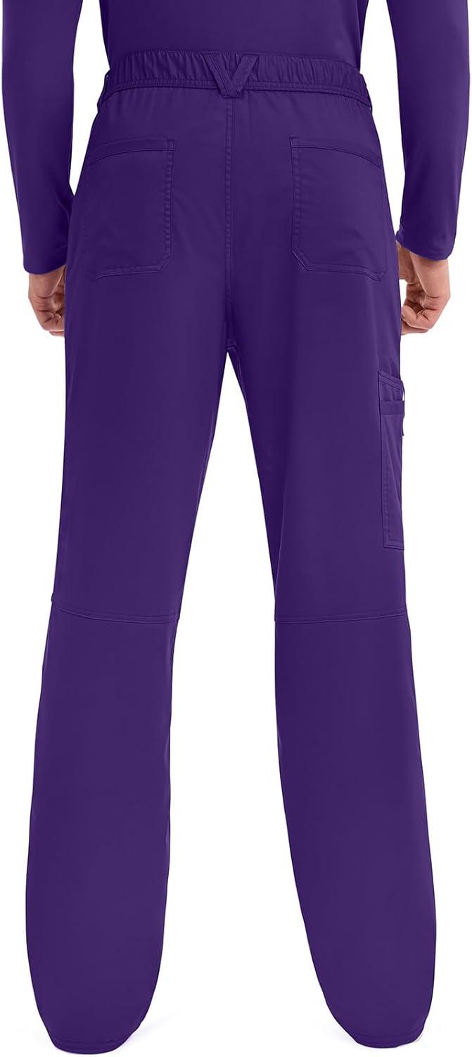 imageCherokee Mens Scrub Pants with Cargo Pockets TwoWay Stretch Modern fit Button Closure with Inside Drawstring Pants WW140Grape