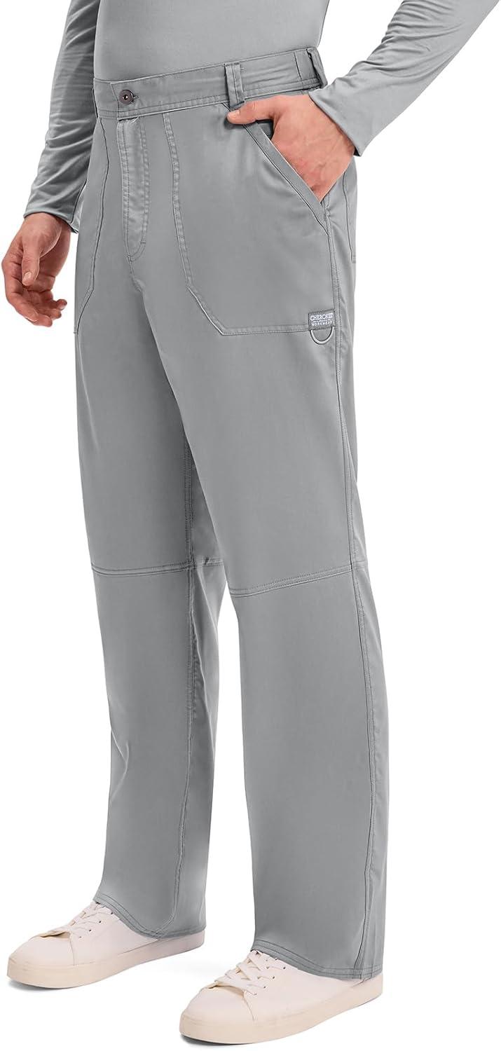 imageCherokee Mens Scrub Pants with Cargo Pockets TwoWay Stretch Modern fit Button Closure with Inside Drawstring Pants WW140Grey
