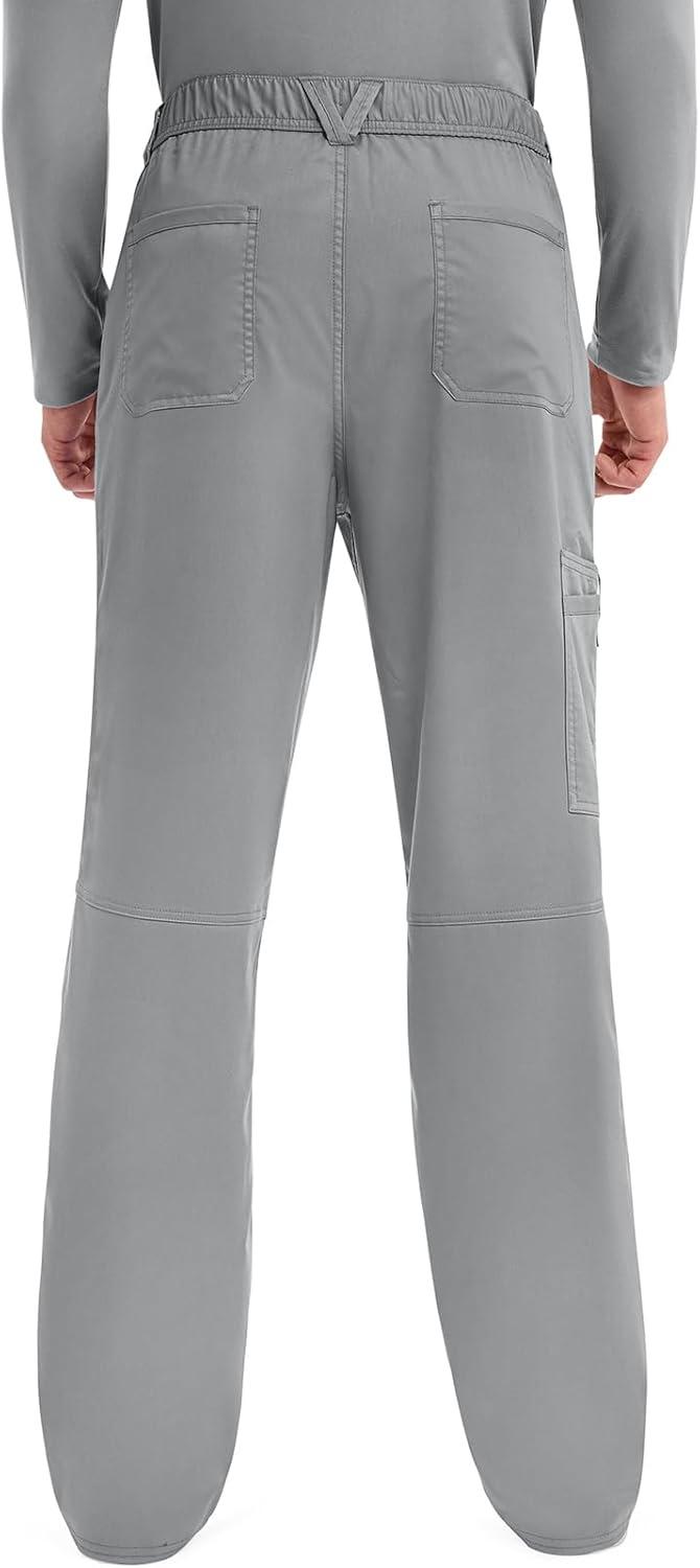imageCherokee Mens Scrub Pants with Cargo Pockets TwoWay Stretch Modern fit Button Closure with Inside Drawstring Pants WW140Grey