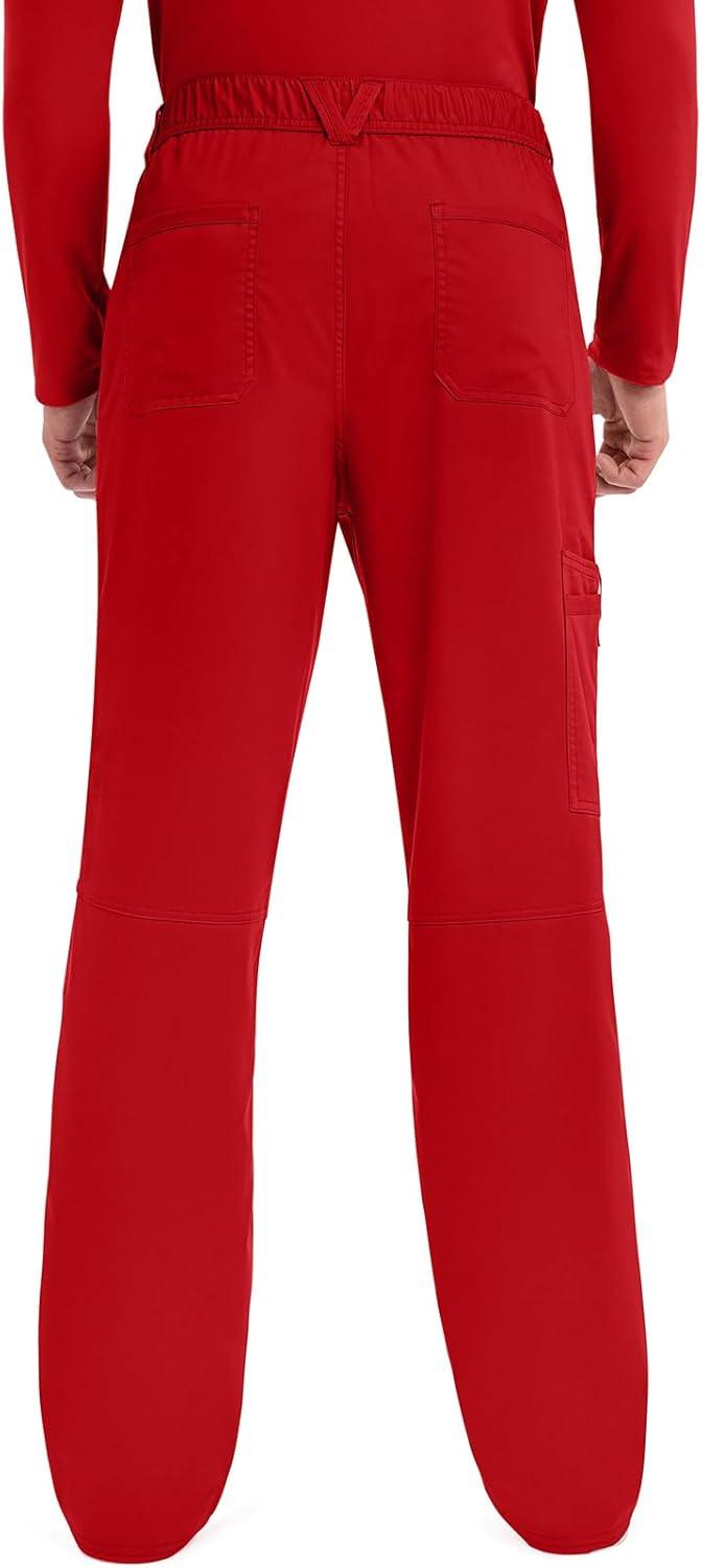 imageCherokee Mens Scrub Pants with Cargo Pockets TwoWay Stretch Modern fit Button Closure with Inside Drawstring Pants WW140Red