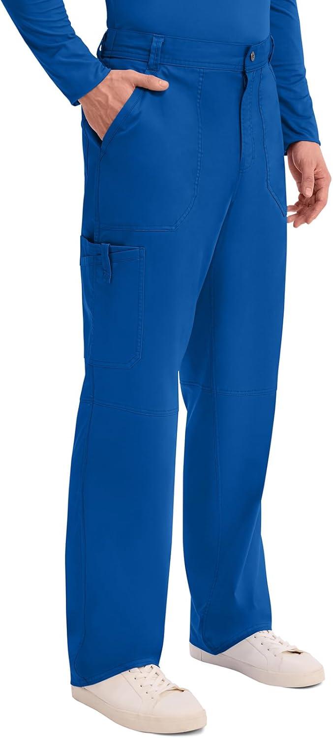 imageCherokee Mens Scrub Pants with Cargo Pockets TwoWay Stretch Modern fit Button Closure with Inside Drawstring Pants WW140Royal