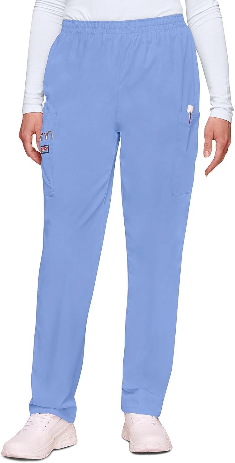 imageCherokee Scrubs for Women Cargo Pant Natural Rise Tapered PullOn Bottom with 4 Pockets Fade Resistant Fabric 4200Blue