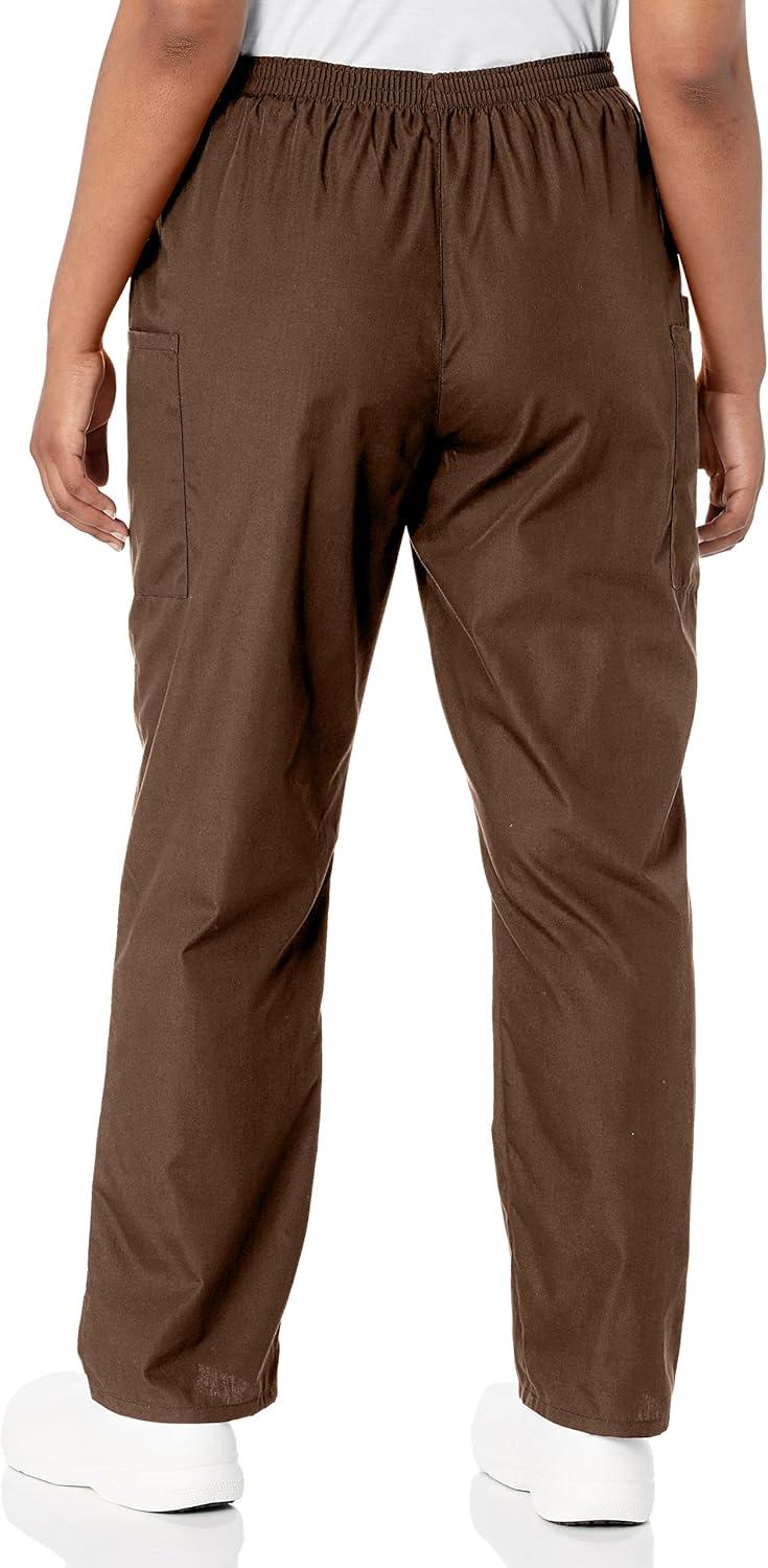 imageCherokee Scrubs for Women Cargo Pant Natural Rise Tapered PullOn Bottom with 4 Pockets Fade Resistant Fabric 4200Chocolate