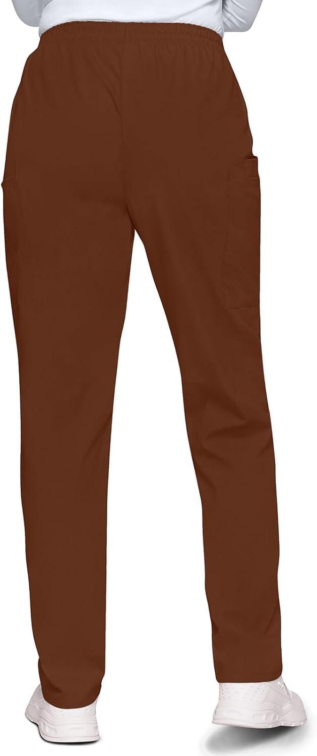 imageCherokee Scrubs for Women Cargo Pant Natural Rise Tapered PullOn Bottom with 4 Pockets Fade Resistant Fabric 4200Chocolate