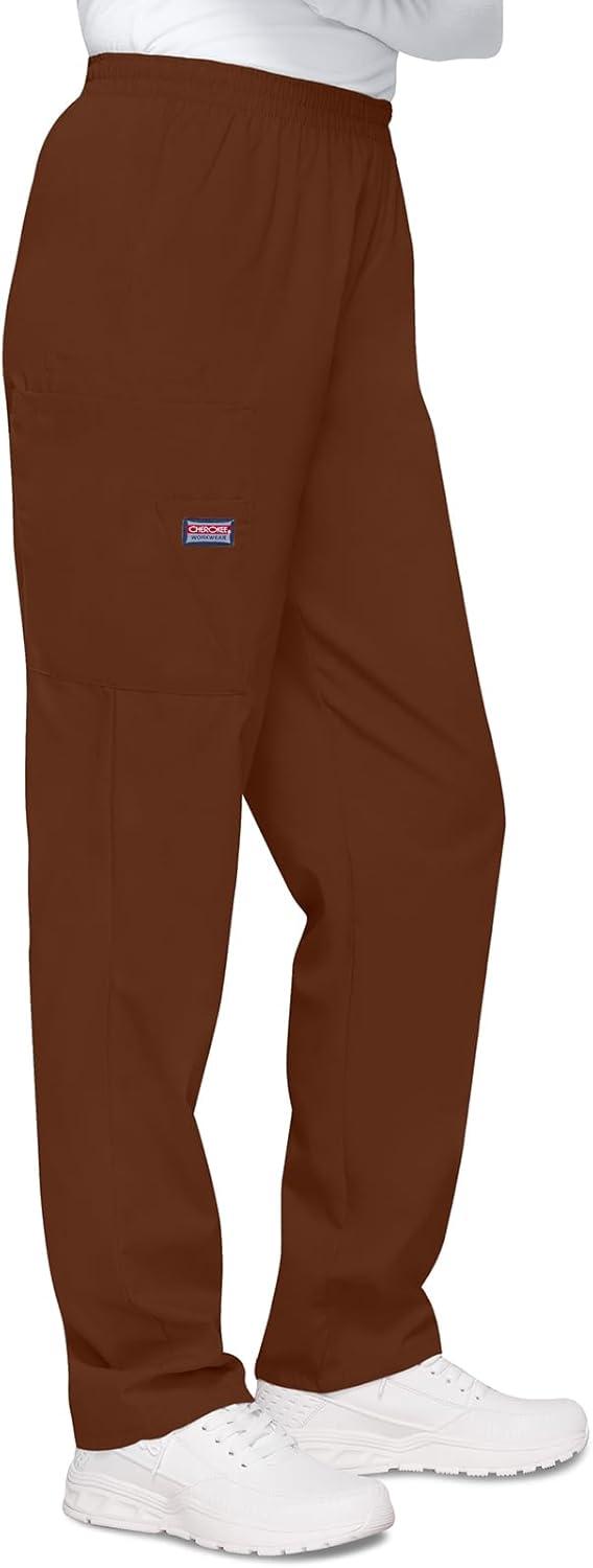 imageCherokee Scrubs for Women Cargo Pant Natural Rise Tapered PullOn Bottom with 4 Pockets Fade Resistant Fabric 4200Chocolate