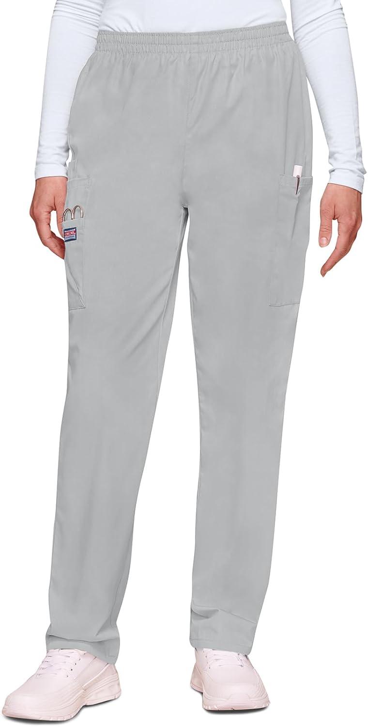 imageCherokee Scrubs for Women Cargo Pant Natural Rise Tapered PullOn Bottom with 4 Pockets Fade Resistant Fabric 4200Grey