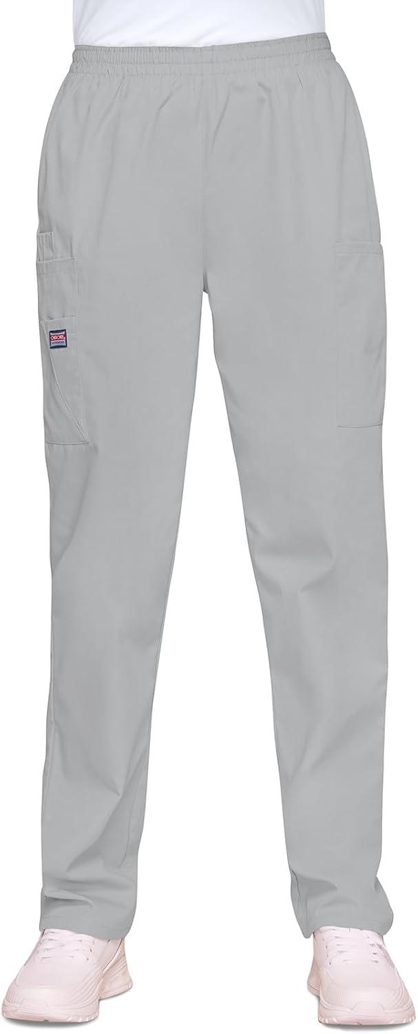 imageCherokee Scrubs for Women Cargo Pant Natural Rise Tapered PullOn Bottom with 4 Pockets Fade Resistant Fabric 4200Grey