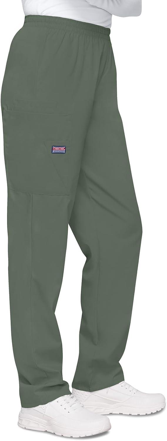 imageCherokee Scrubs for Women Cargo Pant Natural Rise Tapered PullOn Bottom with 4 Pockets Fade Resistant Fabric 4200Olive
