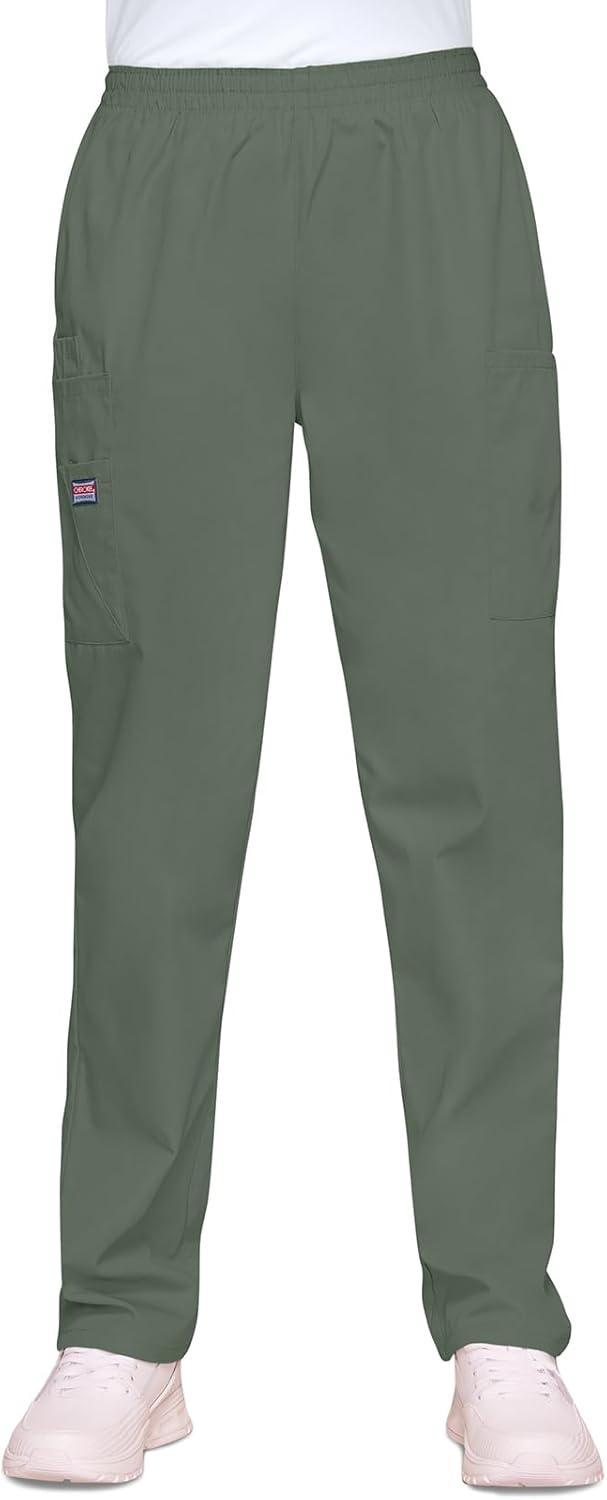 imageCherokee Scrubs for Women Cargo Pant Natural Rise Tapered PullOn Bottom with 4 Pockets Fade Resistant Fabric 4200Olive