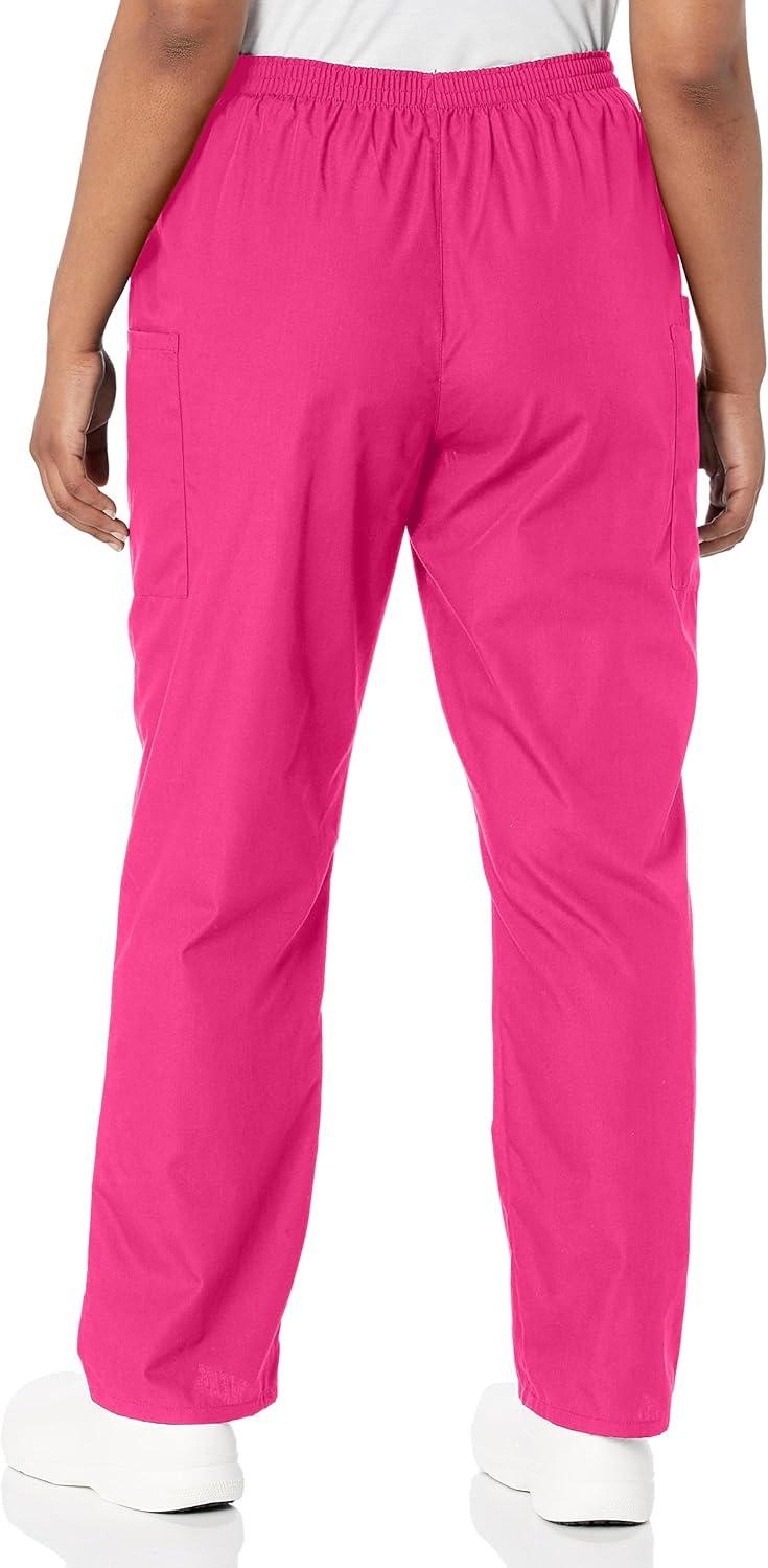 imageCherokee Scrubs for Women Cargo Pant Natural Rise Tapered PullOn Bottom with 4 Pockets Fade Resistant Fabric 4200Shocking Pink