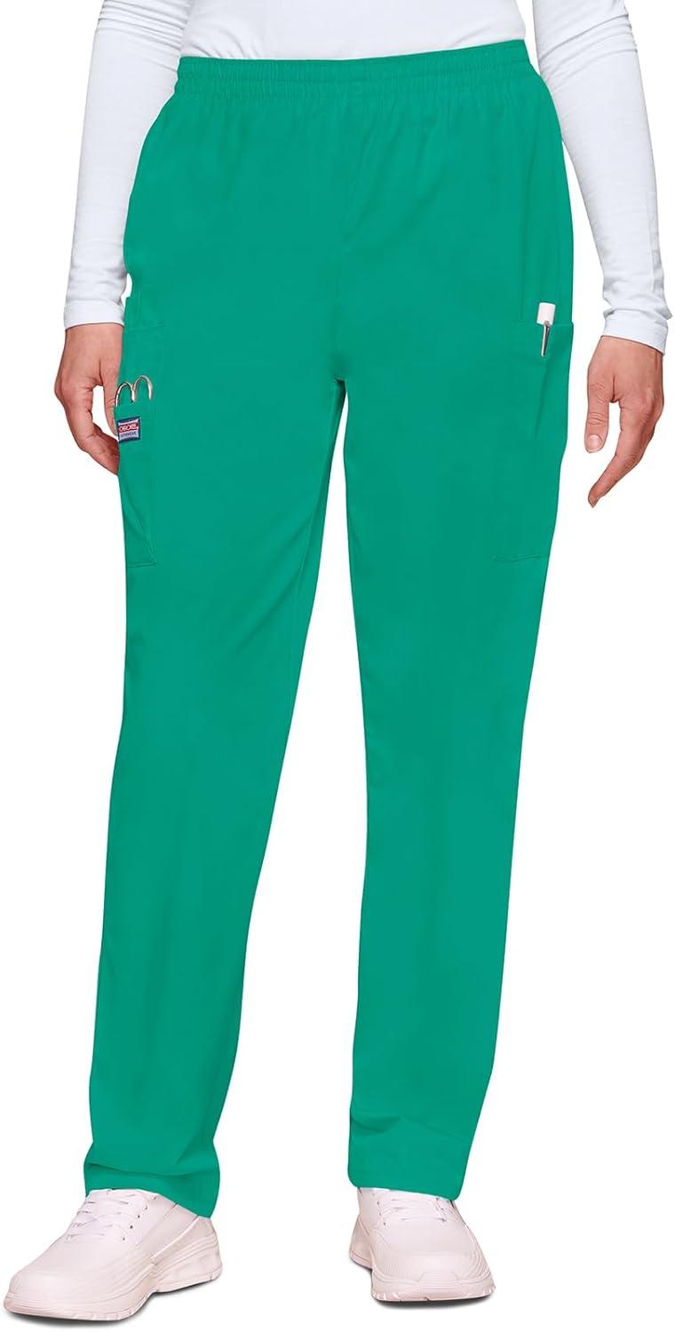 imageCherokee Scrubs for Women Cargo Pant Natural Rise Tapered PullOn Bottom with 4 Pockets Fade Resistant Fabric 4200Surgical Green