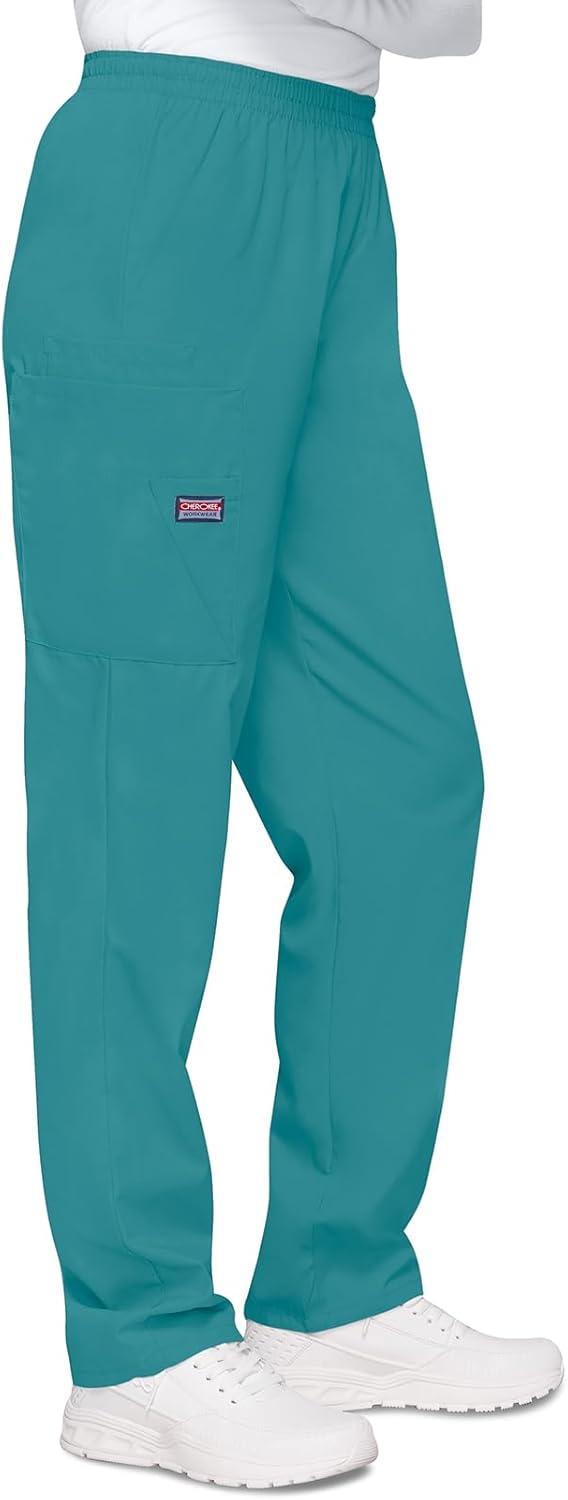 imageCherokee Scrubs for Women Cargo Pant Natural Rise Tapered PullOn Bottom with 4 Pockets Fade Resistant Fabric 4200Teal Blue