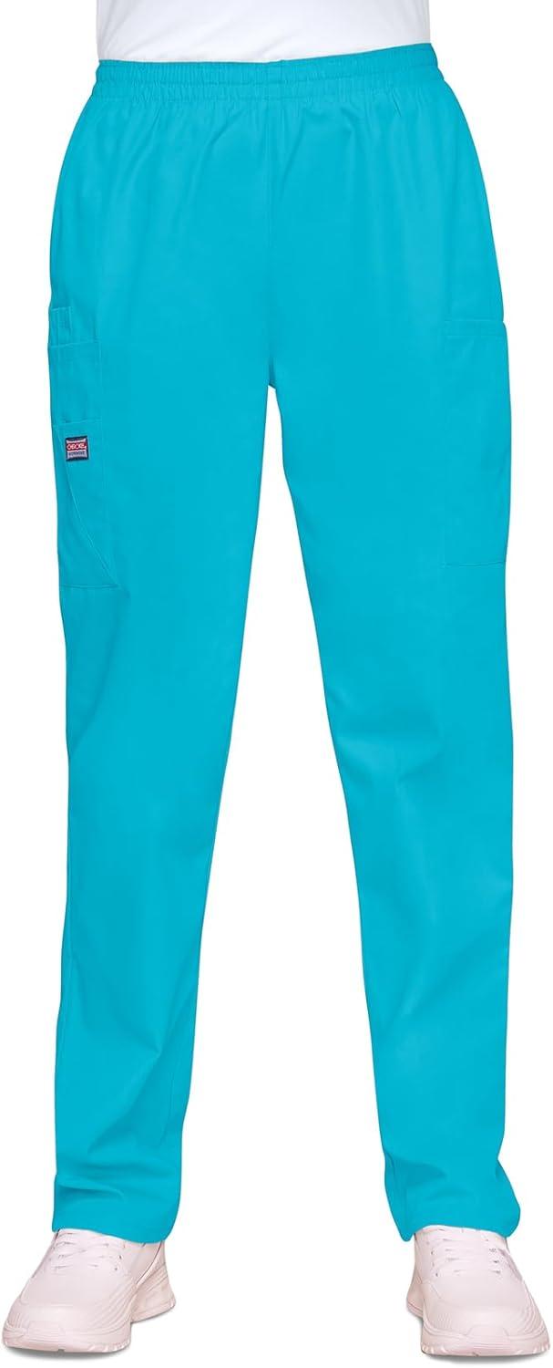 imageCherokee Scrubs for Women Cargo Pant Natural Rise Tapered PullOn Bottom with 4 Pockets Fade Resistant Fabric 4200Turquoise
