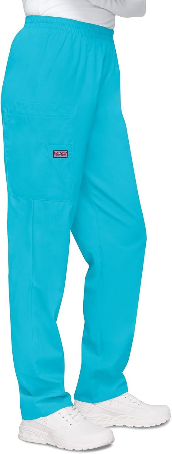 imageCherokee Scrubs for Women Cargo Pant Natural Rise Tapered PullOn Bottom with 4 Pockets Fade Resistant Fabric 4200Turquoise