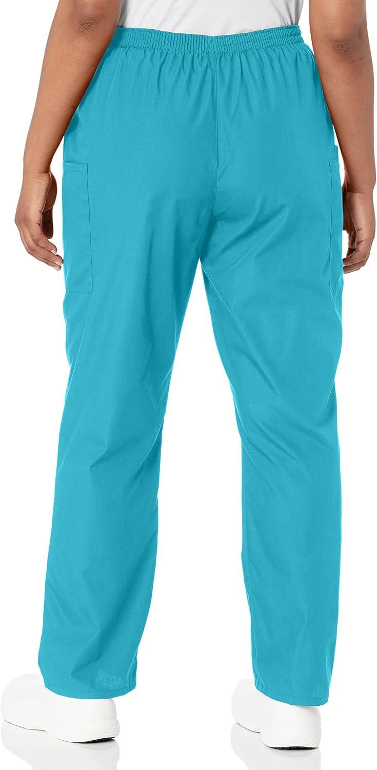 imageCherokee Scrubs for Women Cargo Pant Natural Rise Tapered PullOn Bottom with 4 Pockets Fade Resistant Fabric 4200Turquoise