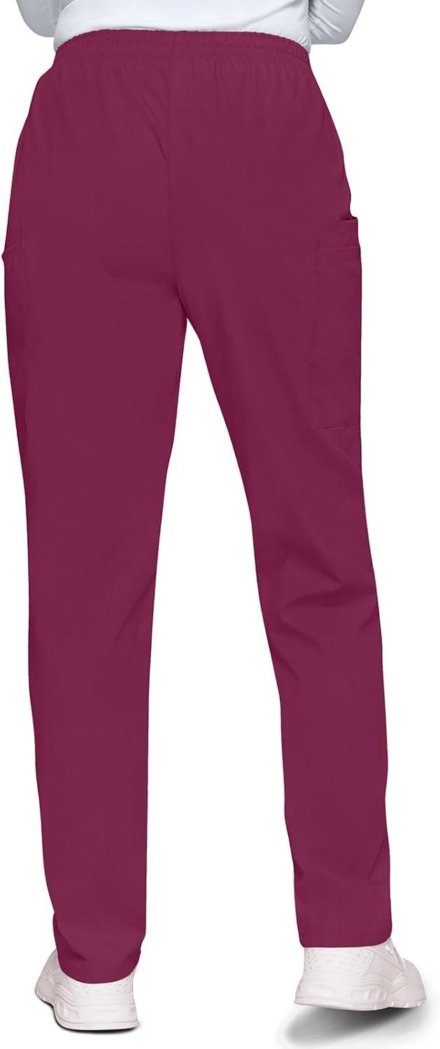 imageCherokee Scrubs for Women Cargo Pant Natural Rise Tapered PullOn Bottom with 4 Pockets Fade Resistant Fabric 4200Wine