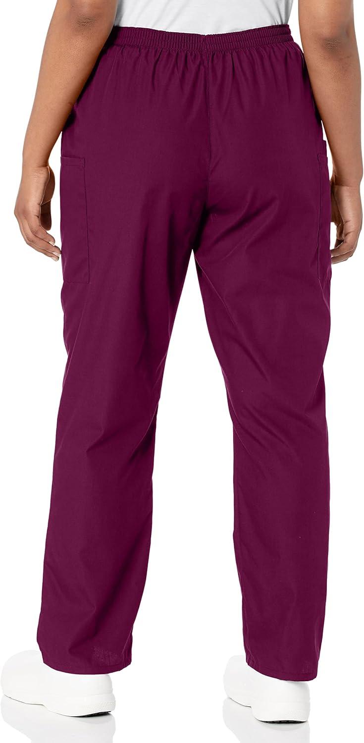 imageCherokee Scrubs for Women Cargo Pant Natural Rise Tapered PullOn Bottom with 4 Pockets Fade Resistant Fabric 4200Wine