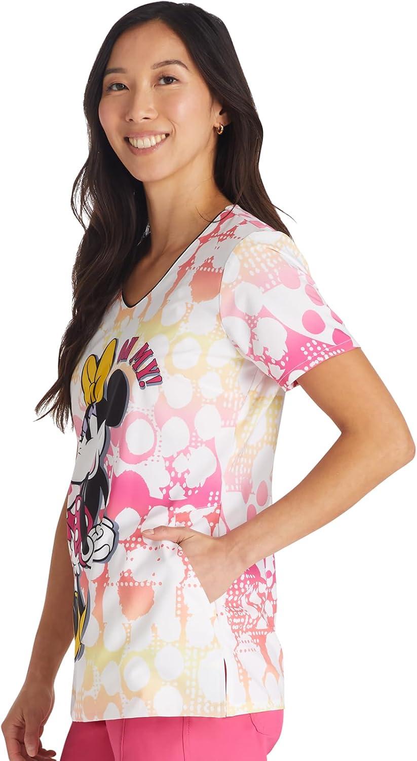 imageCherokee Scrubs for Women VNeck Printed Scrub Top Modern Classic Fit with Side Angled Pockets amp Shaping Darts TF626Oh My