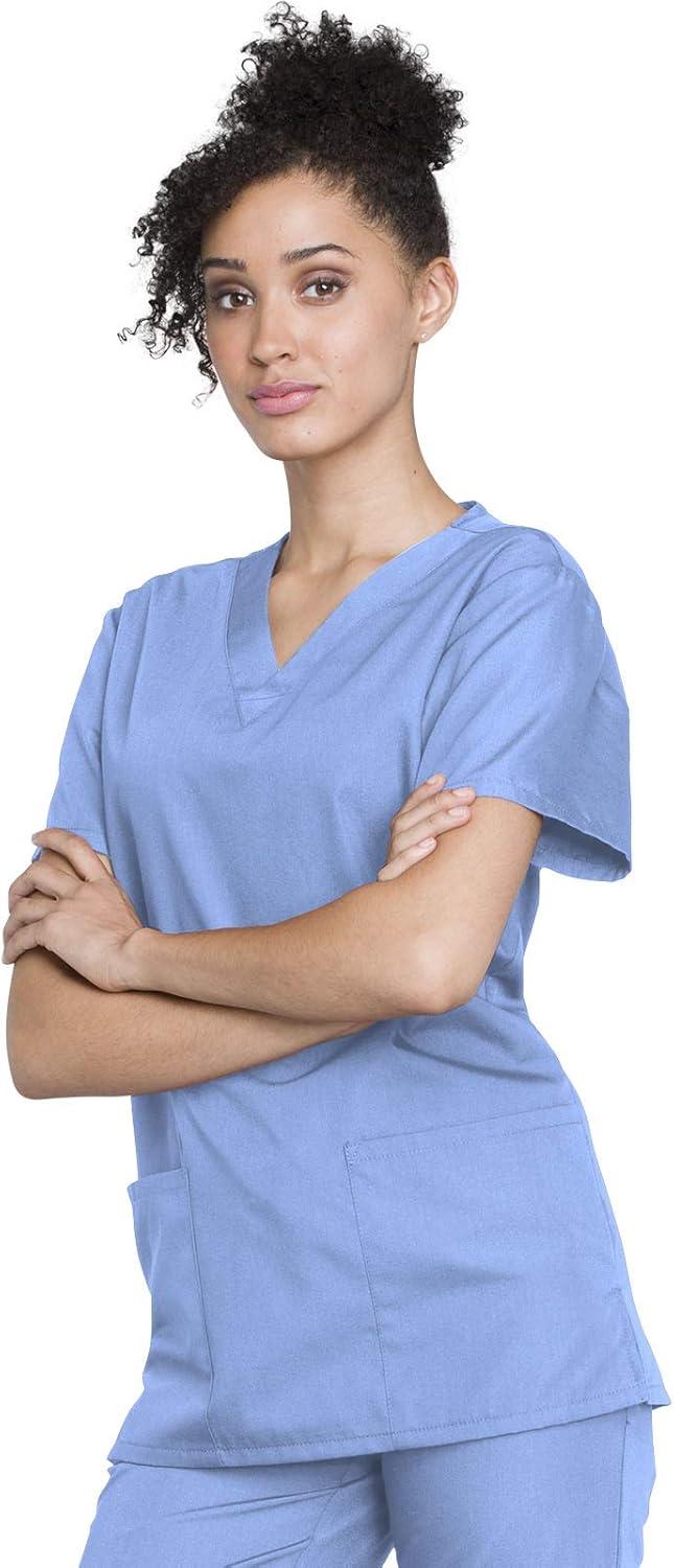 imageCherokee Unisex Scrub Set for Men amp Women VNeck Top amp Drawstring Pant Medical Uniform 3 Pockets Durable Easy Care WW530CBlue