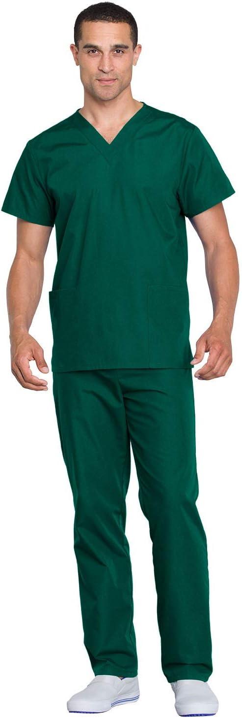 imageCherokee Unisex Scrub Set for Men amp Women VNeck Top amp Drawstring Pant Medical Uniform 3 Pockets Durable Easy Care WW530CHunter