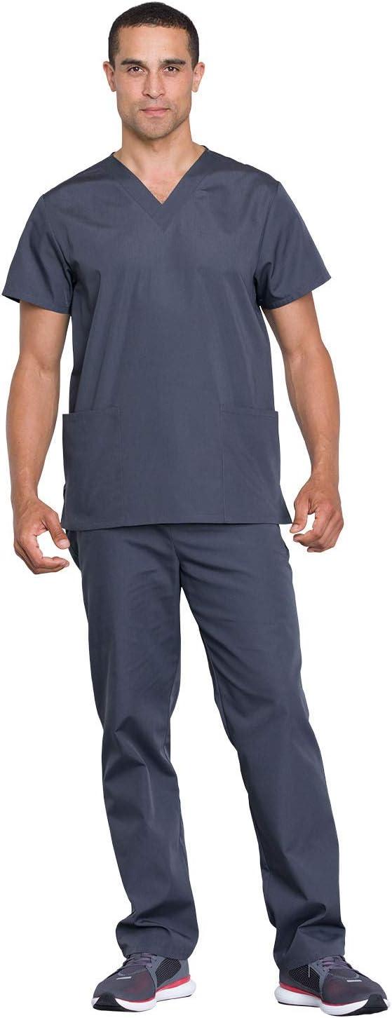 imageCherokee Unisex Scrub Set for Men amp Women VNeck Top amp Drawstring Pant Medical Uniform 3 Pockets Durable Easy Care WW530CPewter