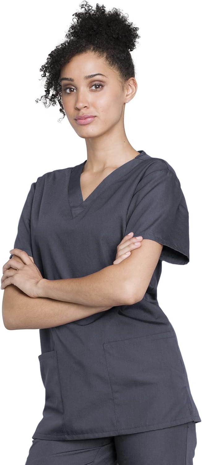 imageCherokee Unisex Scrub Set for Men amp Women VNeck Top amp Drawstring Pant Medical Uniform 3 Pockets Durable Easy Care WW530CPewter
