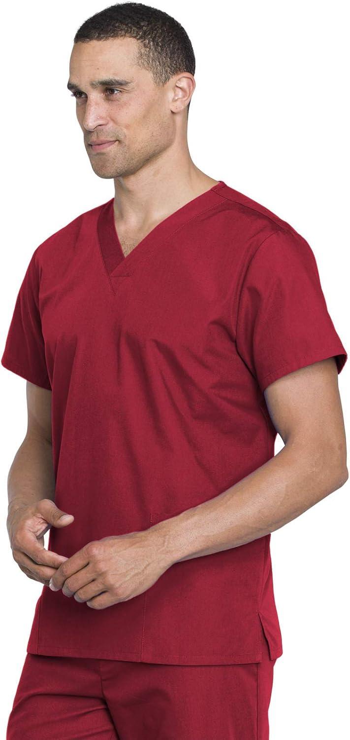 imageCherokee Unisex Scrub Set for Men amp Women VNeck Top amp Drawstring Pant Medical Uniform 3 Pockets Durable Easy Care WW530CRed