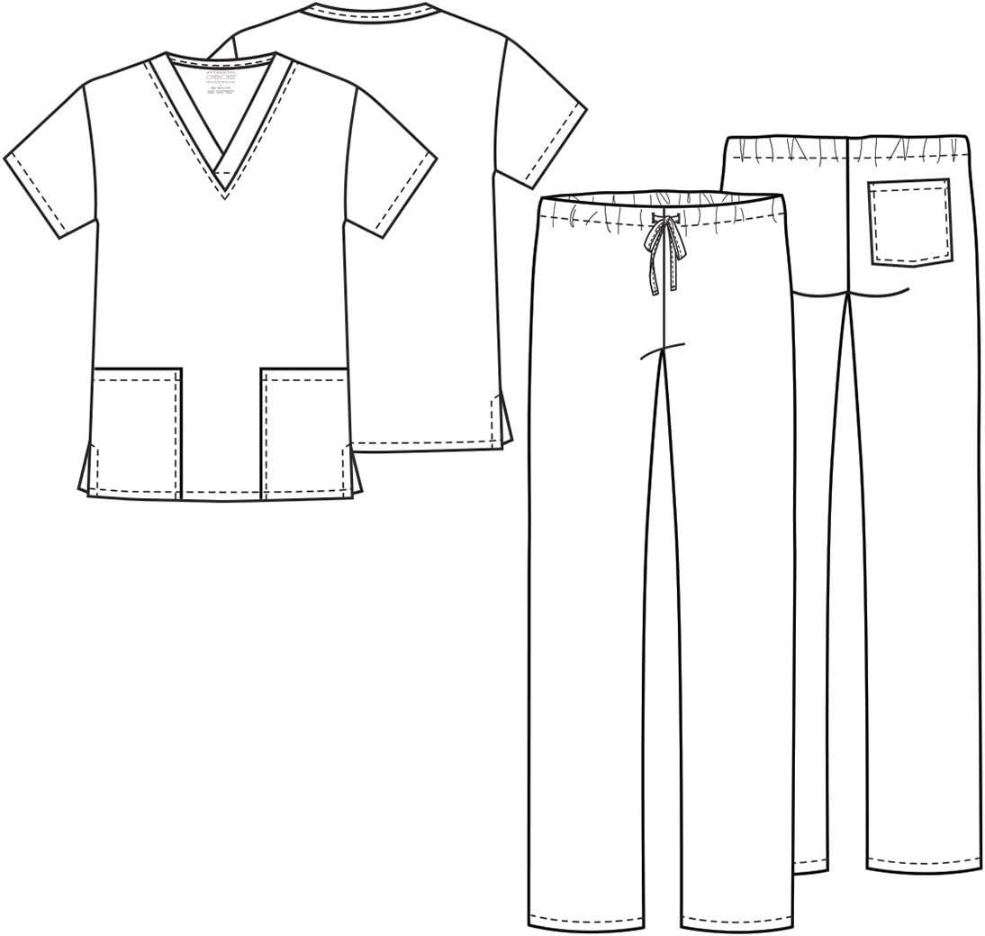 imageCherokee Unisex Scrub Set for Men amp Women VNeck Top amp Drawstring Pant Medical Uniform 3 Pockets Durable Easy Care WW530CRed