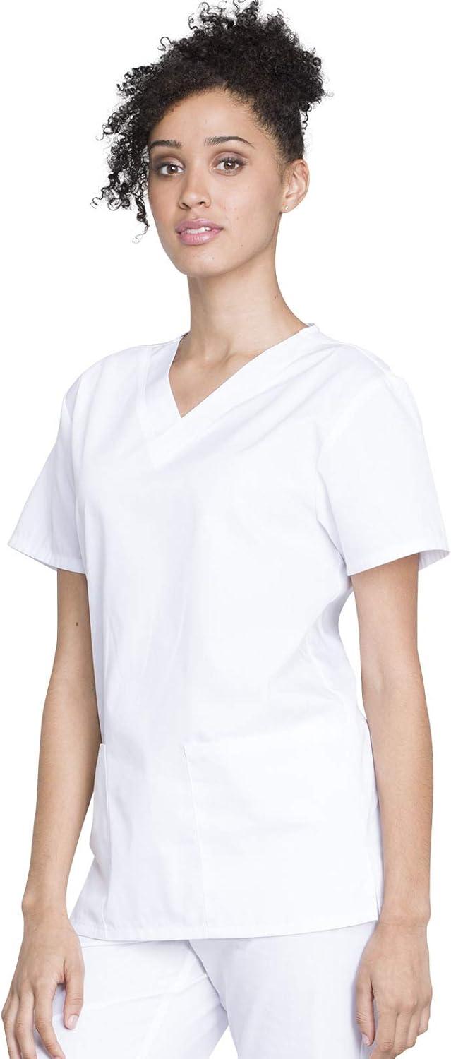 imageCherokee Unisex Scrub Set for Men amp Women VNeck Top amp Drawstring Pant Medical Uniform 3 Pockets Durable Easy Care WW530CWhite