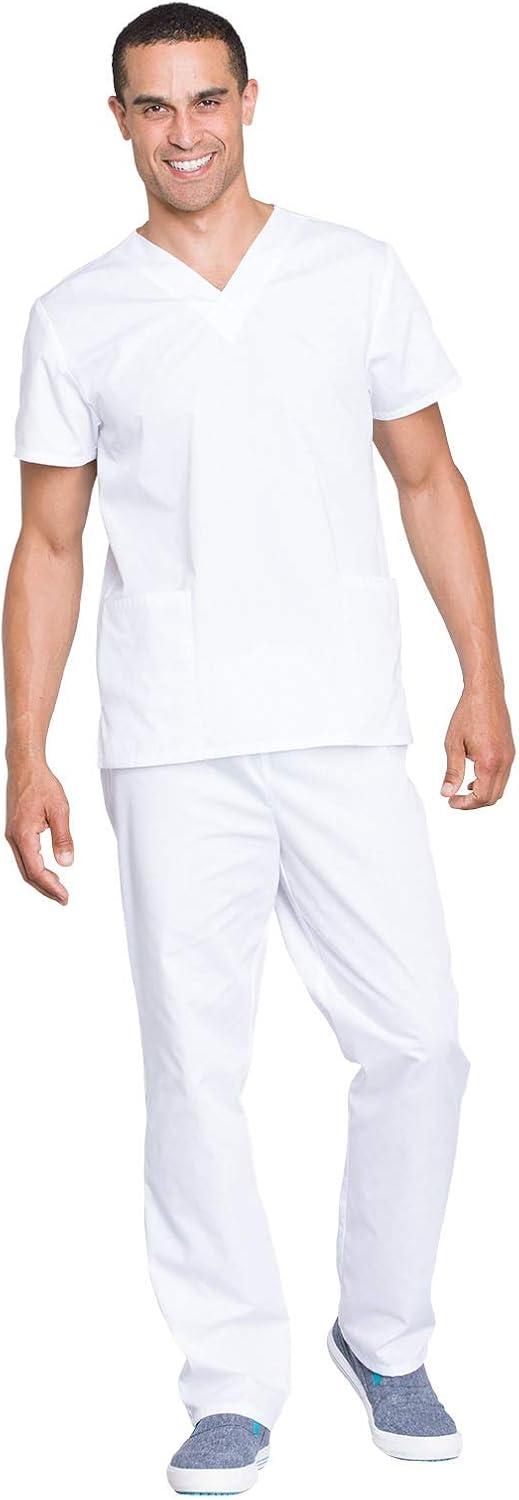imageCherokee Unisex Scrub Set for Men amp Women VNeck Top amp Drawstring Pant Medical Uniform 3 Pockets Durable Easy Care WW530CWhite