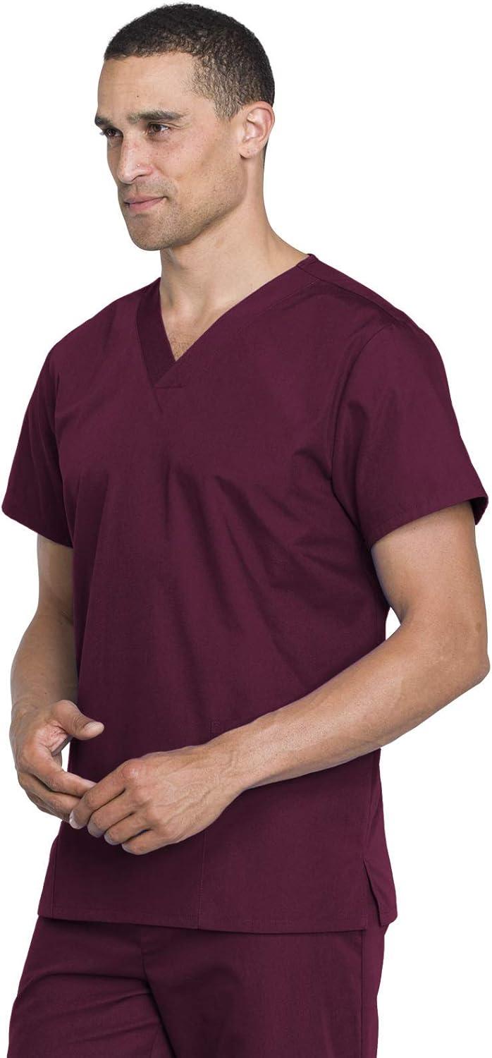 imageCherokee Unisex Scrub Set for Men amp Women VNeck Top amp Drawstring Pant Medical Uniform 3 Pockets Durable Easy Care WW530CWine
