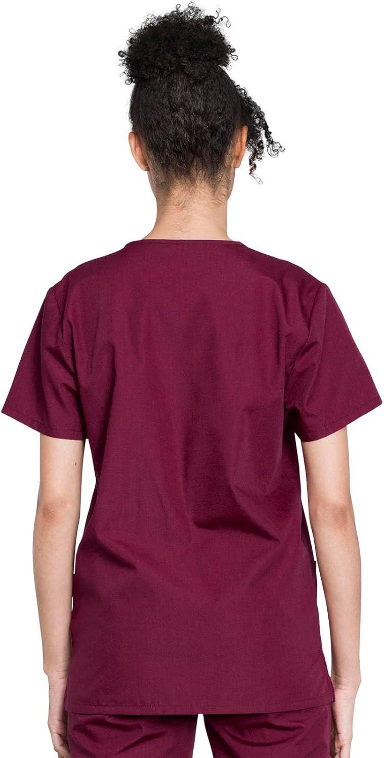 imageCherokee Unisex Scrub Set for Men amp Women VNeck Top amp Drawstring Pant Medical Uniform 3 Pockets Durable Easy Care WW530CWine