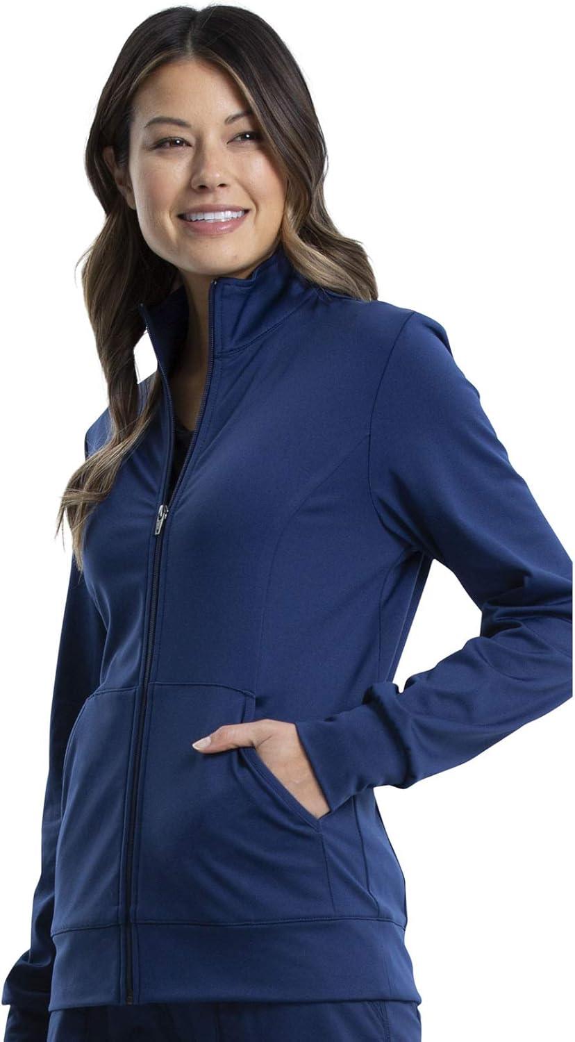 imageCherokee Women Warm Up Scrubs Jacket Workwear Revolution Zip Front Knit WW371