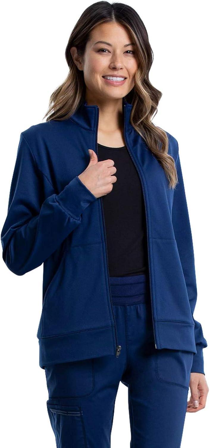 imageCherokee Women Warm Up Scrubs Jacket Workwear Revolution Zip Front Knit WW371