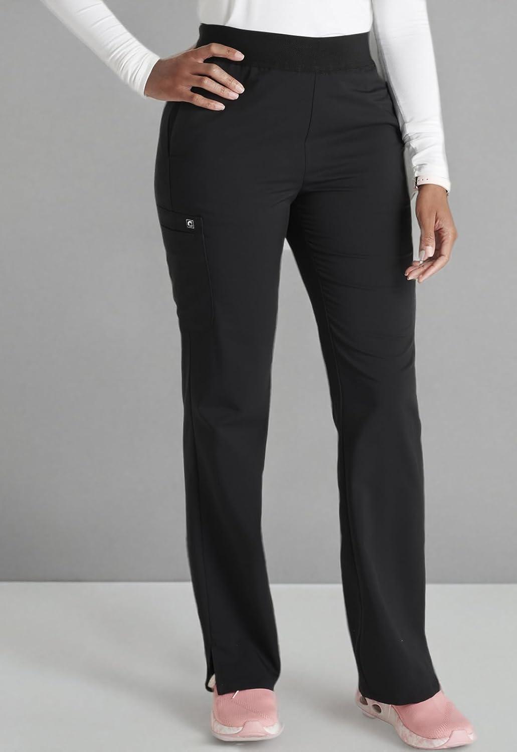 imageCherokee Womens Scrub Pants MidRise PullOn Straight Leg Bottom with 5 Pockets CK136ABlack