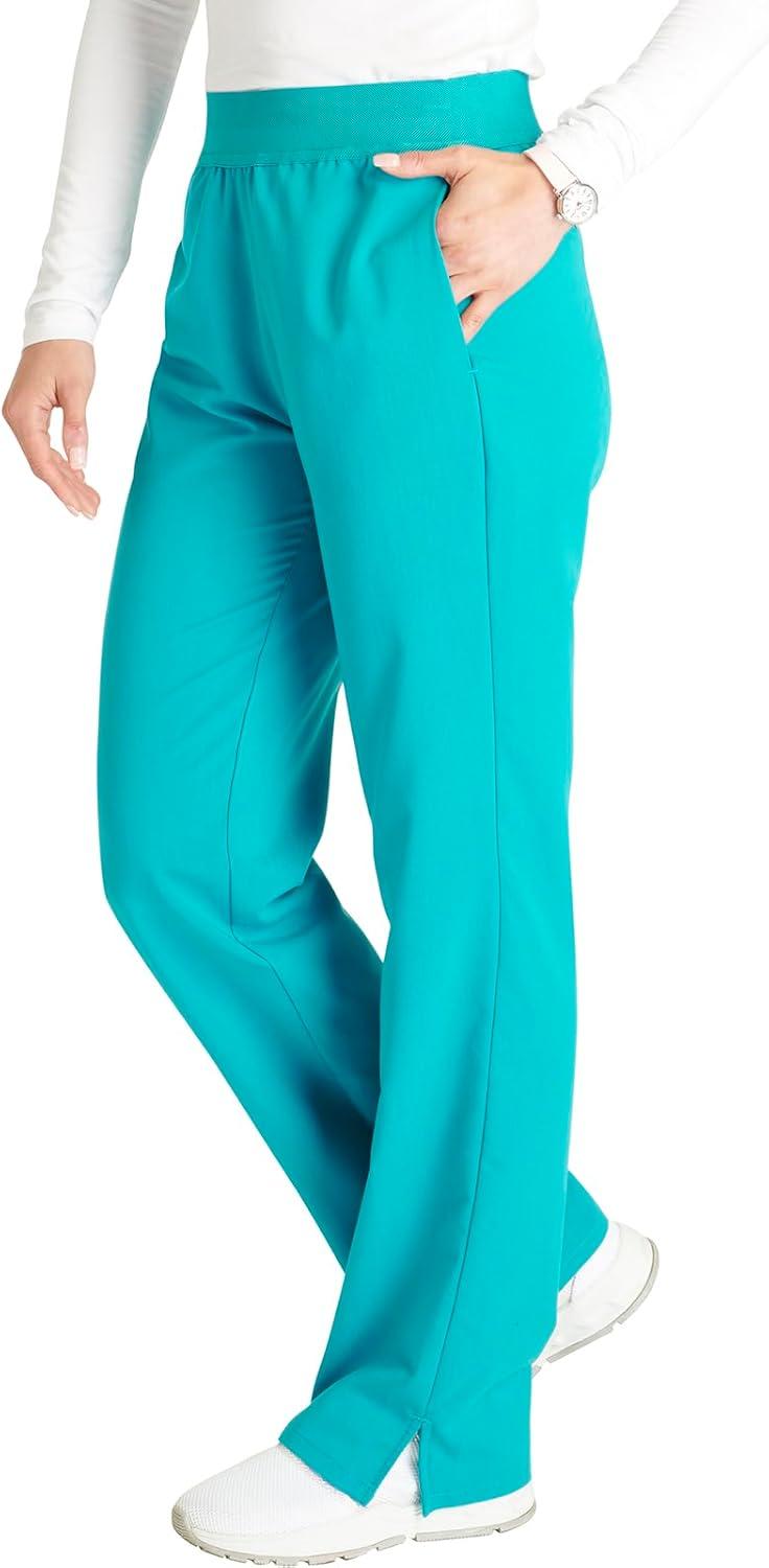 imageCherokee Womens Scrub Pants MidRise PullOn Straight Leg Bottom with 5 Pockets CK136ATeal Blue