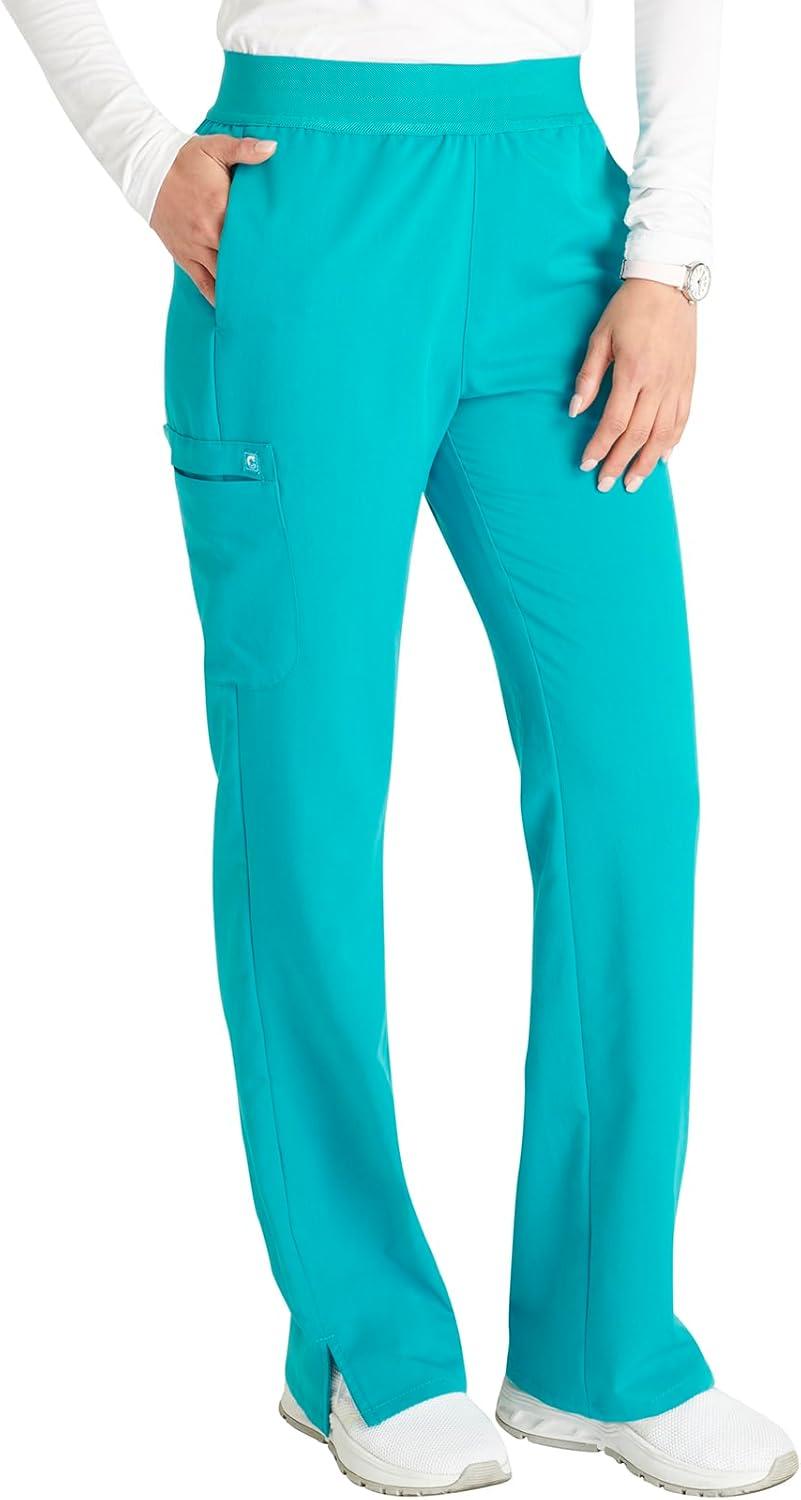 imageCherokee Womens Scrub Pants MidRise PullOn Straight Leg Bottom with 5 Pockets CK136ATeal Blue