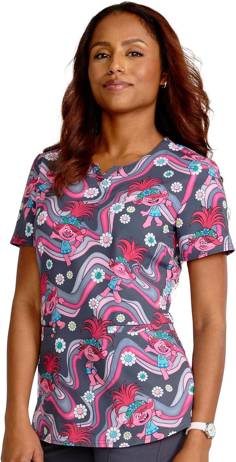 imageTooniforms Nurse Gifts Women Scrubs Top VNeck Print TF761Trollstopia