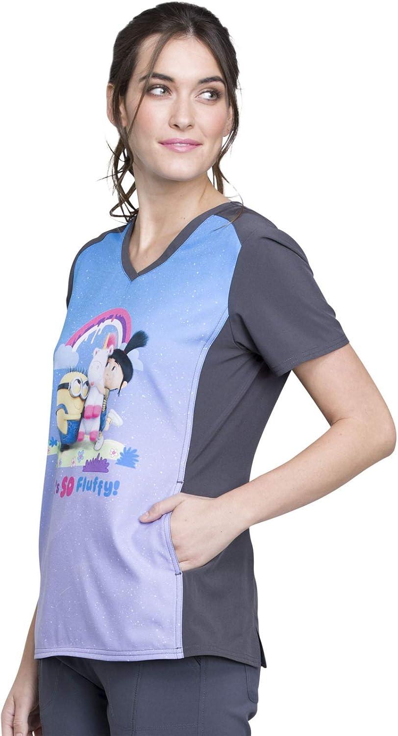 imageTooniforms Women Scrubs Top VNeck TF637Minions Rainbow