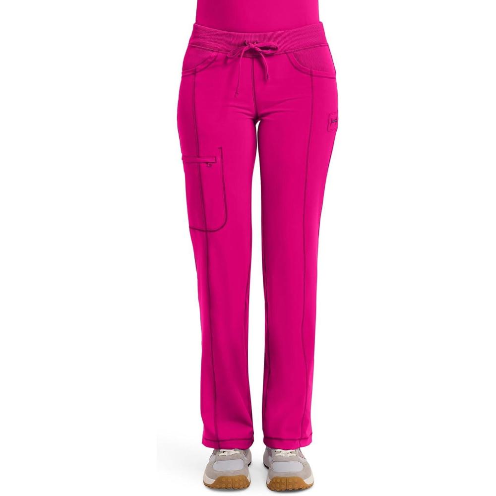 imageCherokee Infinity Women Scrubs Pant Low Rise Straight Leg Drawstring 1123ACarmine Pink